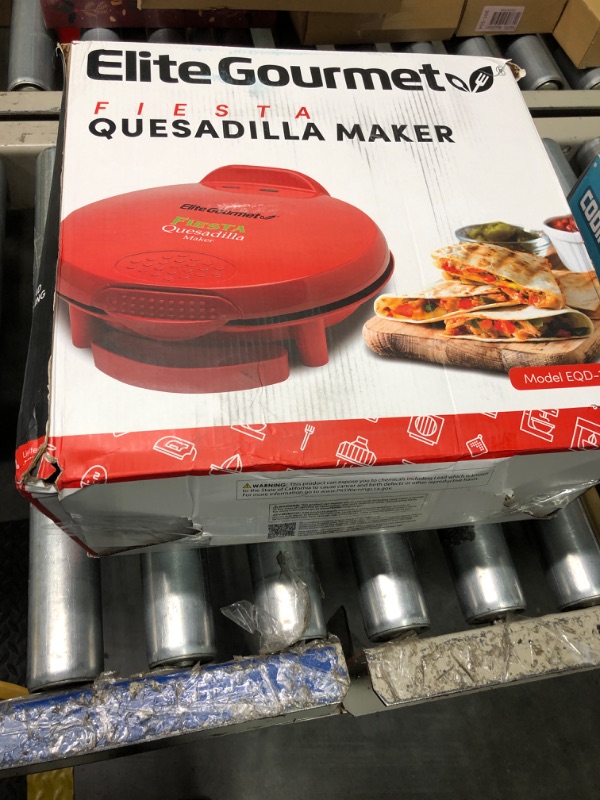 Photo 2 of ***USED***Elite Gourmet EQD-118 Electric Non-Stick 11" Quesadilla Maker, Easy-Slice 6-Wedge, Grilled Cheese Corn Flour Tortilla Snacks, Red