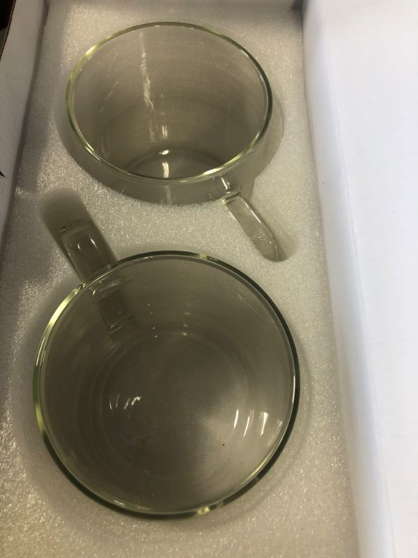 Photo 1 of BNUNWISH Extra Large Thicken Double Wall Glasses Coffee Mugs Tea Cups set of 2, 24OZ Insulated Clear Lemon Tea Beer Cups with Handle