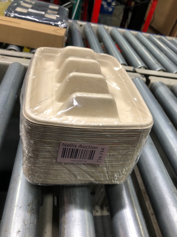 Photo 1 of 50 Pack Disposable Taco Holders, Disposable Taco Plates with Dividers, Compostable Paper Taco Holder Plates Trays, Taco Bar Serving Set for a Party, Taco Night, Taco Tuesday Decorations