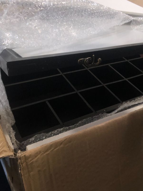 Photo 1 of ***USED***CroBlissful 2 Pcs Shot Glass Display Case 50 Slots Wood Shot Glasses Holder 32.5 x 17.9'' Wall Mount Cabinet Rack Holder for Collectibles Glass Bar Cabinet with Lockable Acrylic Door