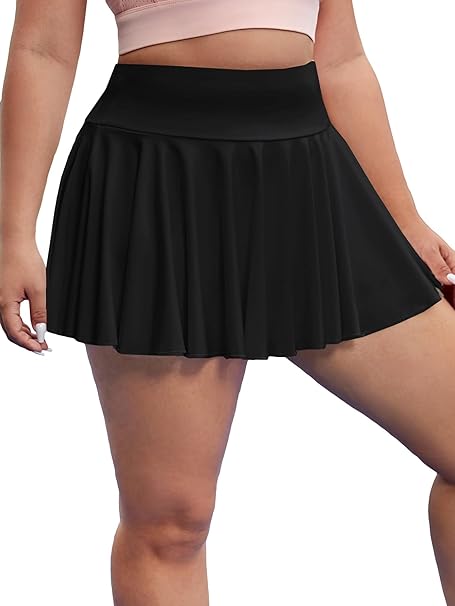 Photo 1 of 
 Floerns Women's Plus Size High Waisted Pleated Tennis Workout Skirt. Size L