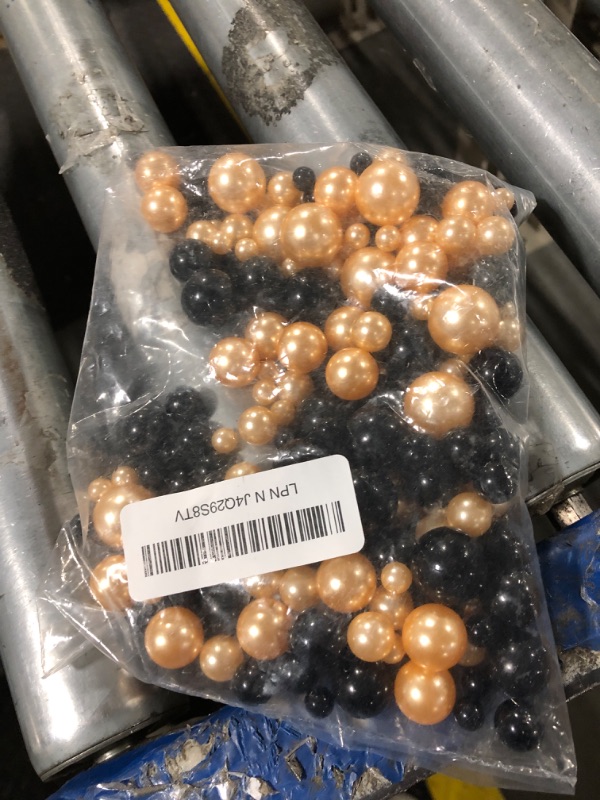 Photo 2 of  Vase Filler Floating Pearls, Bulk Black Gold Pearls Bead for Centerpieces, Faux Pearls for Vase Candle Centerpiece, Wedding Birthday Party Table Decor