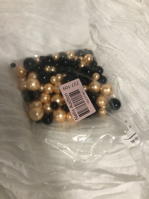 Photo 3 of  Vase Filler Floating Pearls, Bulk Black Gold Pearls Bead for Centerpieces, Faux Pearls for Vase Candle Centerpiece, Wedding Birthday Party Table Decor