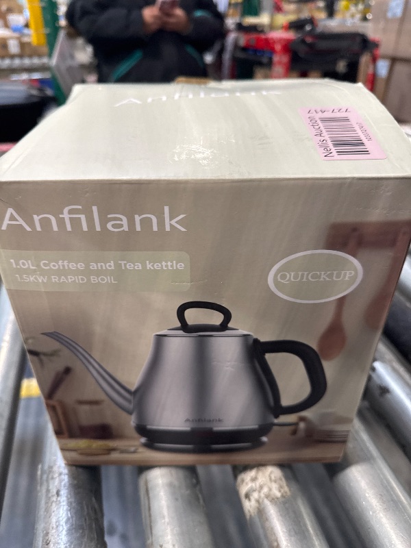 Photo 2 of Anfilank Electric Gooseneck Kettle, 1L 1500W Fast Boil, 100% Stainless Steel BPA Free Pour-Over Coffee & Tea Kettle, Water Boiler with Auto Shut & Boil-Dry Protection, Silver