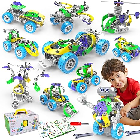 Photo 1 of 10 in 1 Electric STEM Toys for 4 5 6 7 8+ Year Old Boy Girl Birthday Gifts Educational Building Toys for Kids Ages 4-8 5-7 8-12 Stem Activities Construction Toy for Boys 6-8 8-10 Valentine Idea Gift