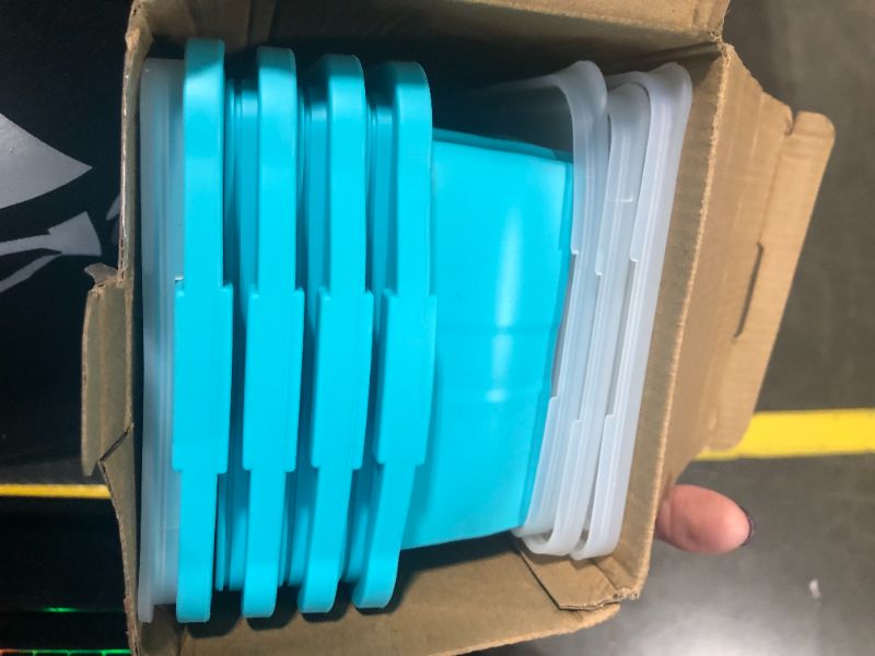 Photo 3 of ***USED***Ztomine Silicone Freezer Tray With Lid - Silicone Freezer Food Molds- Large Ice Cube Tray,4-Pack Silicone Freezer Container,Freeze & Store Soup, Sauce, Broth,Leftovers - Makes 4 Perfect 1 Cup