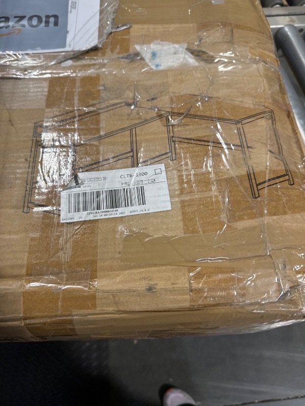 Photo 1 of GreenForest L Shaped Desk with Power Outlets, 62 Inches Reversible Small Corner Computer Desk with Monitor Stand, Home Office Gaming Desk with Headphone Hook, Cup Holder, Black