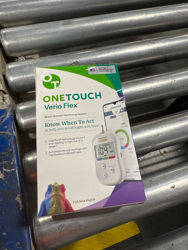 Photo 1 of OneTouch Verio Flex Blood Glucose Meter For Sugar Test Kit | Includes Blood Glucose Monitor, Lancing Device, 10 Sterile Lancets, and Carrying Case