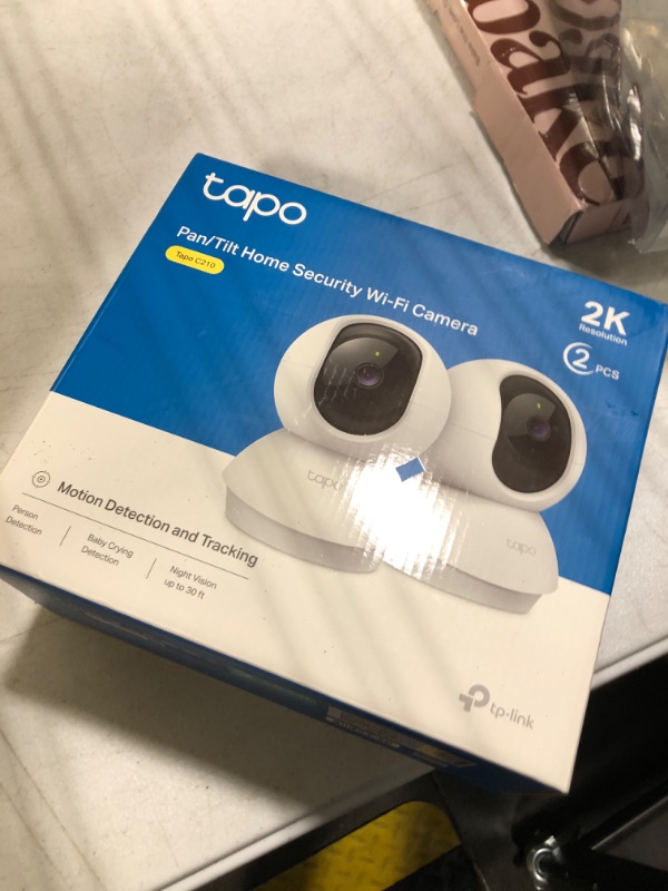 Photo 2 of ***USED***TP-Link Tapo 2K Pan/Tilt Security Camera for Baby Monitor, Dog Camera w/Motion Detection, 2-Way Audio, Siren, Night Vision, Cloud & SD Card Storage, Works with Alexa & Google Home, 2-Pack (C210P2)