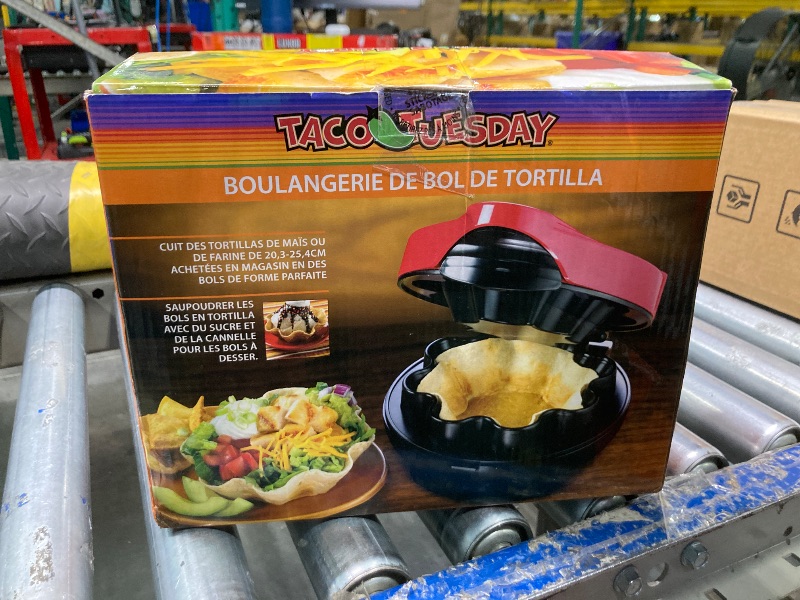 Photo 2 of Nostalgia Taco Tuesday Tortilla Bowl Maker For Baked Taco Bowls, Tostadas, Salads, Dips, Appetizers, and Desserts, 8 to 10 Inch Tortillas, Red