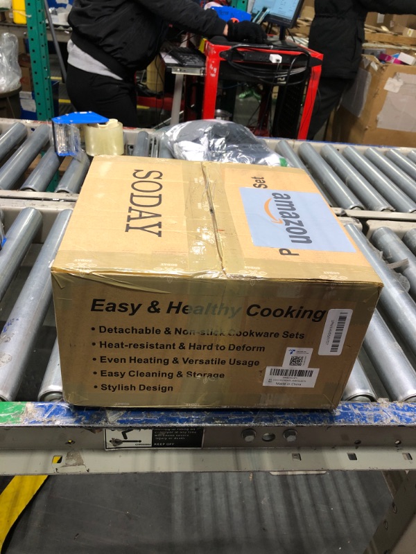 Photo 1 of SODAY 15Pcs Pots and Pans Set Non Stick, Cookware Sets with Detachable Handle, Nonstick RV Kitchen Cooking Set Removable Handles, Oven Safe, Induction Fast, Stackable Non-stick Set, Black