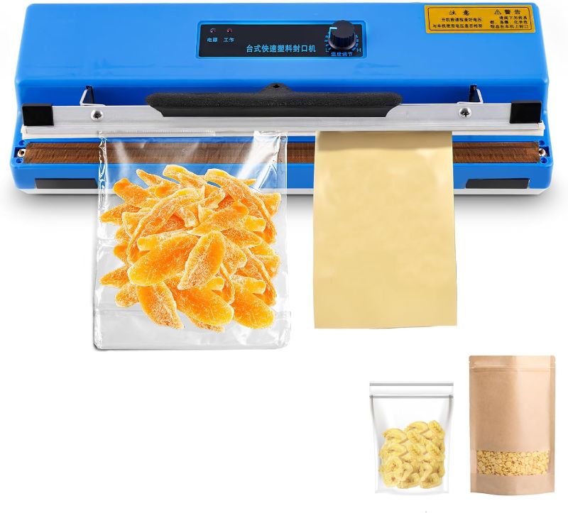 Photo 1 of ***unable test item due to fire hazard*** JIAWANSHUN 15in Heat Seal Bag Sealer Manual Impulse Plastic Bag Sealer with Temperature Adjustment for Mylar Bag Kraft Bag Snack Cookie Bags 110V
