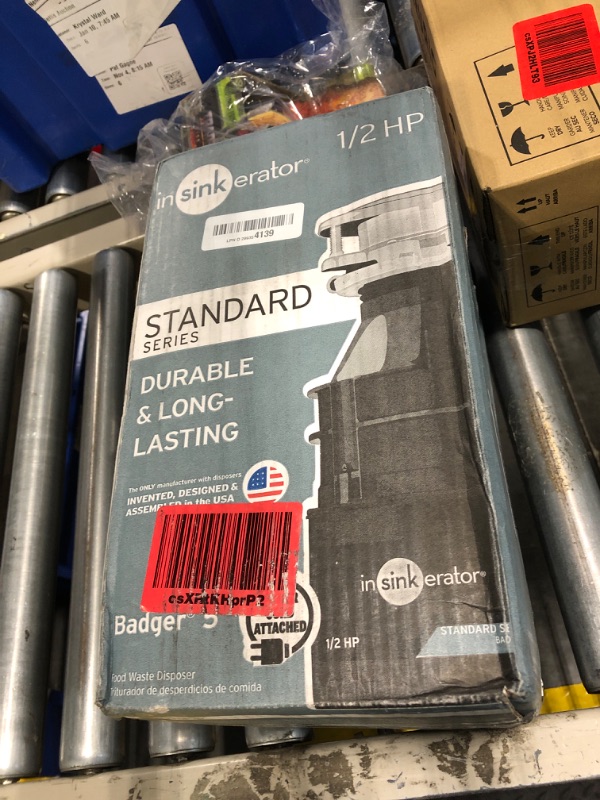 Photo 2 of **FOR PARTS ONLY** InSinkErator Badger 5 Garbage Disposal with Power Cord, Standard Series 1/2 HP Continuous Feed Food Waste Disposer, Badger 5 W/C, No Size, Black/Gray