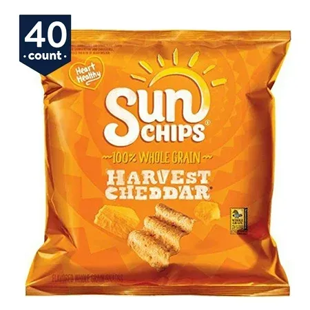 Photo 1 of  Sunchips Harvest Cheddar Flavored Whole Grain Snacks 1 oz Bags 40 Count exp jan 28/25