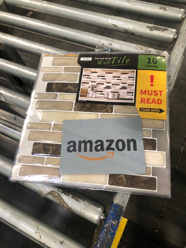 Photo 1 of LONGKING Self-Adhesive Kitchen Backsplash, Marble Look Decorative Tiles (10 Tiles) (Light Brown),