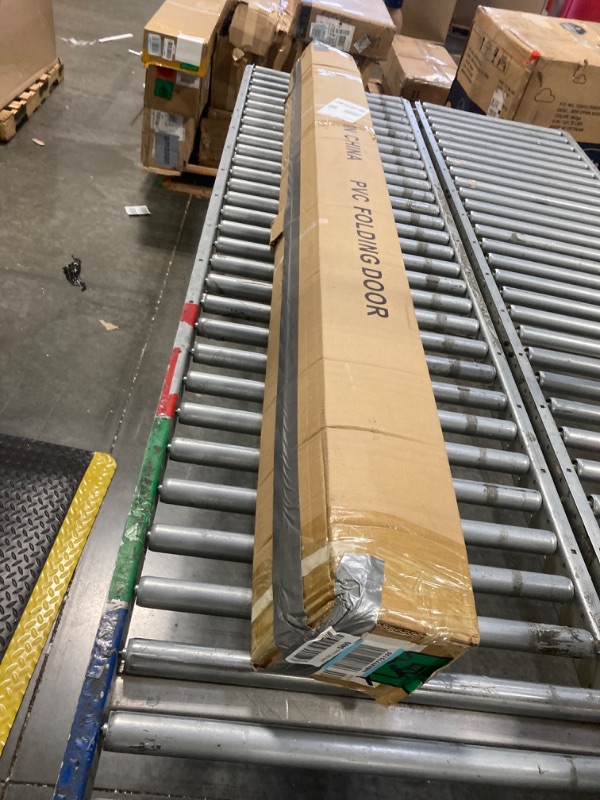 Photo 1 of DIYHD 48X80in Interior Folding PVC Accordion Door,Grey,Include Door and Mounting Hardware,Handle,Latch,Folded Width 5-7/8"