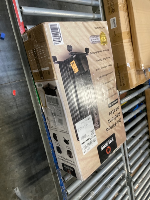 Photo 1 of PELONIS Oil Filled Radiator Heater for indoor use Large Room Safe with Thermostat, 1500W Energy Efficient Quiet Space Heater, 3 Heat Settings, Overheat & Tip-Over, Black