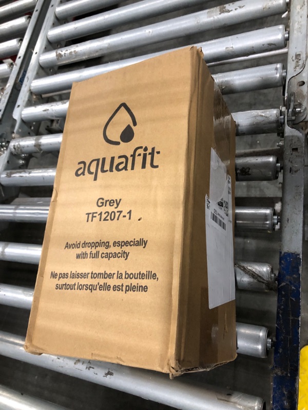 Photo 1 of AQUAFIT 1 Gallon Water Bottle with Time Marker - Straw & Chug Lid - BPA Free Big Water Bottle with Straw - Gym Water Bottle with Handle - Gallon Water Jug (128 Ounces, Gray)