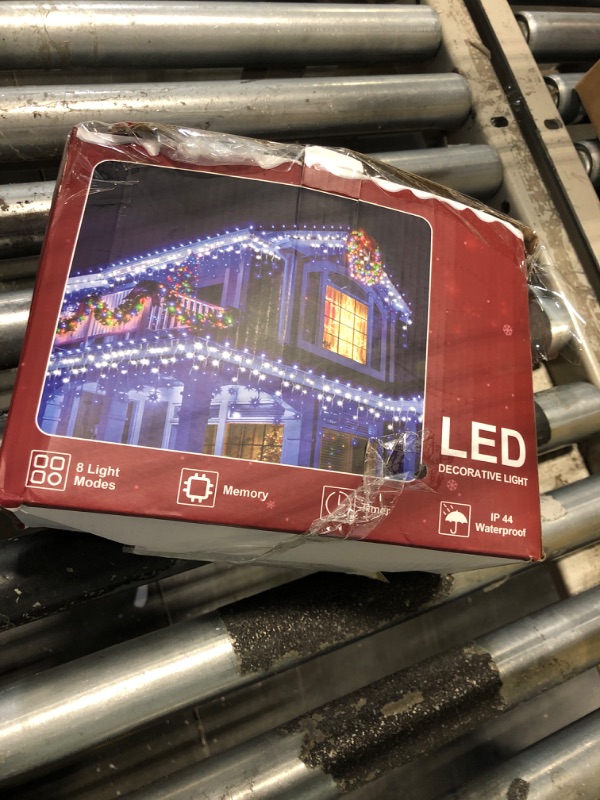 Photo 1 of 1296 LED Outdoor Christmas Lights with 288 Drops, 131FT Christmas Fairy Lights with 8 Modes Timer, Christmas Twinkly Lights IP44 Waterproof for Eaves Yard Holiday Wedding Party Decor Blue & Cool White