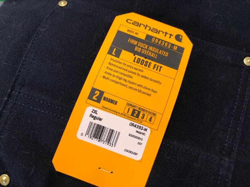 Photo 3 of ***2XL SIZE***Carhartt mens Loose Fit Firm Duck Insulated Bibs Overalls, Dark Navy, XX-Large US