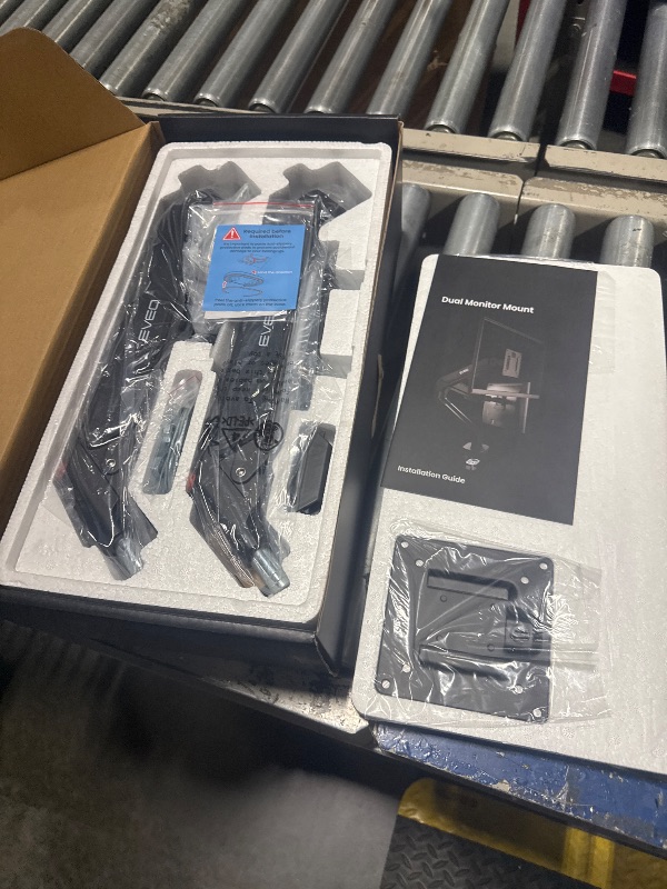 Photo 1 of EVEO Premium Dual Monitor Mount 14"-32” Dual Monitor Arm VESA Bracket Adjustable Height Gas Spring Dual Monitor Stand, Screen Full Motion Dual Monitor Arm-Computer Monitor Stand for 2 Screens - Black