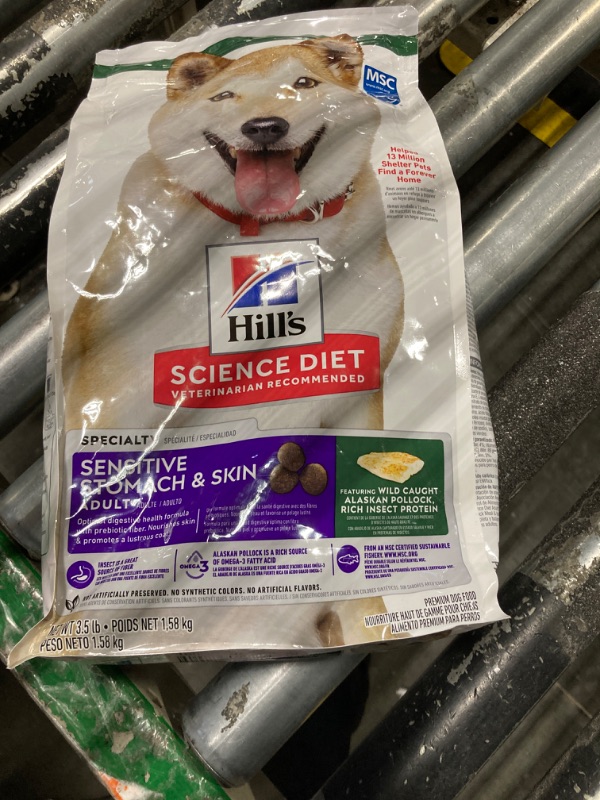 Photo 2 of ***USED***Hill's Science Diet Sensitive Stomach & Skin, Adult 1-6, Stomach & Skin Sensitivity support, Dry Dog Food, Pollock, Barley, & Insect Recipe, 3.5 lb Bag