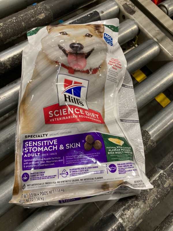 Photo 2 of ***USED***Hill's Science Diet Sensitive Stomach & Skin, Adult 1-6, Stomach & Skin Sensitivity support, Dry Dog Food, Pollock, Barley, & Insect Recipe, 3.5 lb Bag