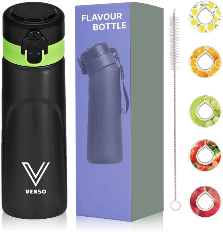 Photo 1 of ***TWO PACK*** Gnrlfor Water Bottle with 11 Flavor Pods, 25 Oz Water Bottle with Straw, Scented Sports Water Bottle Set with Flavor Pods (Black-Green)