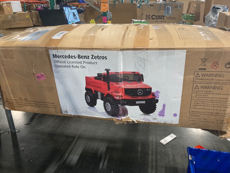 Photo 2 of 12V Mercedes-Benz Zetros Kids Electric Ride On Truck with Remote Control - Pink
