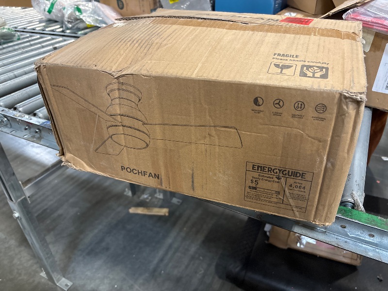 Photo 1 of POCHFAN 42 Inch Black Ceiling Fans with Lights and Remote, LED Low Profile Flush Mount Ceiling Fan with Quiet DC Motor, Dimmable 6 Speeds Modern Ceiling Fan for Bedroom, Living Room, Patio