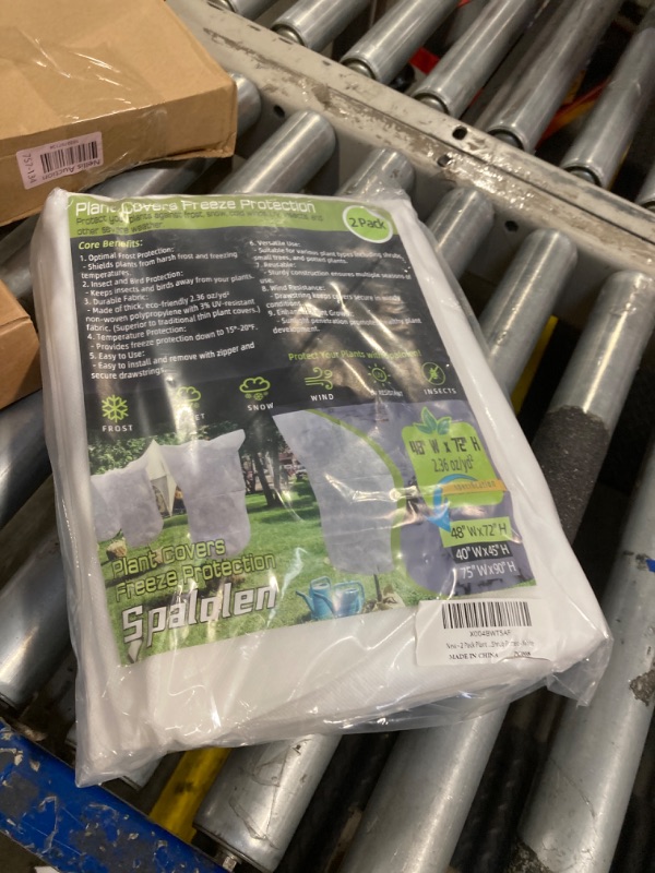 Photo 1 of 2 Pack Plant Covers Freeze Protection, 48"W x 72"H Winter Frost Blanket 2.36 oz/yd² Fabric Frost Cloth Tree Covers Shrub Jacket Bag with Zipper & Drawstring for Plants Fruit Tree Shrub Potted - White