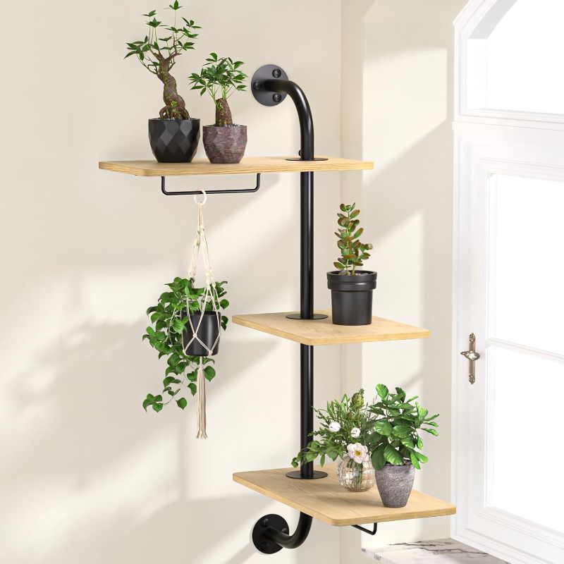 Photo 2 of DELLAN Window Plant Shelves, Rotating Plant Shelf for Window, Wall Mounted Indoor Hanging Plants Shelf (3 Tier)