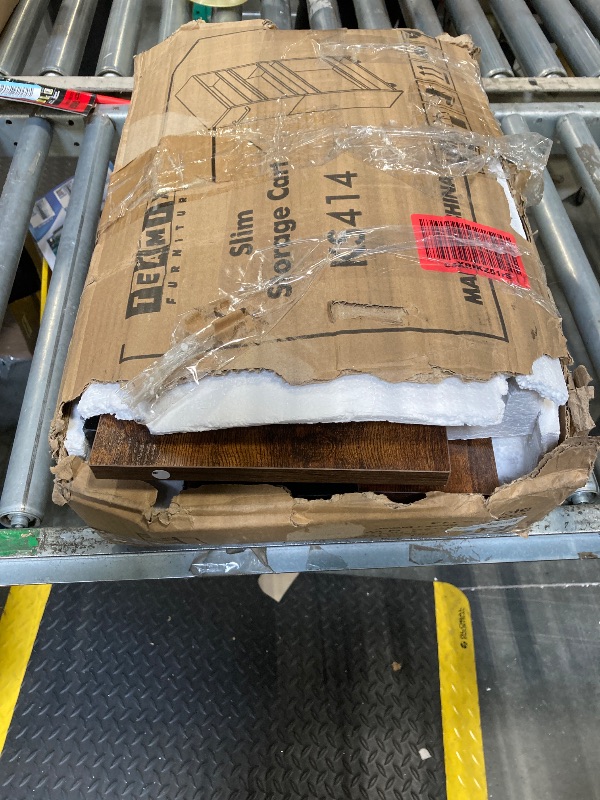 Photo 1 of TEAMIX 4 Tier Slim Storage Cart with Handle, Slide Out Storage Rolling Utility Cart Mobile Shelving Unit Organizer Trolley for Small Spaces Kitchen Laundry Narrow Places (Brown+Black, 7-7/8'' W)