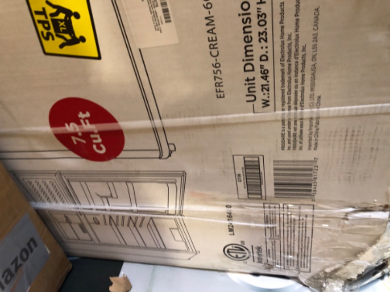 Photo 1 of FRIGIDAIRE EFR756-CREAM EFR756, 2 Door Apartment Size Retro Refrigerator with Top Freezer, Chrome Handles, 7.5 cu ft, Cream