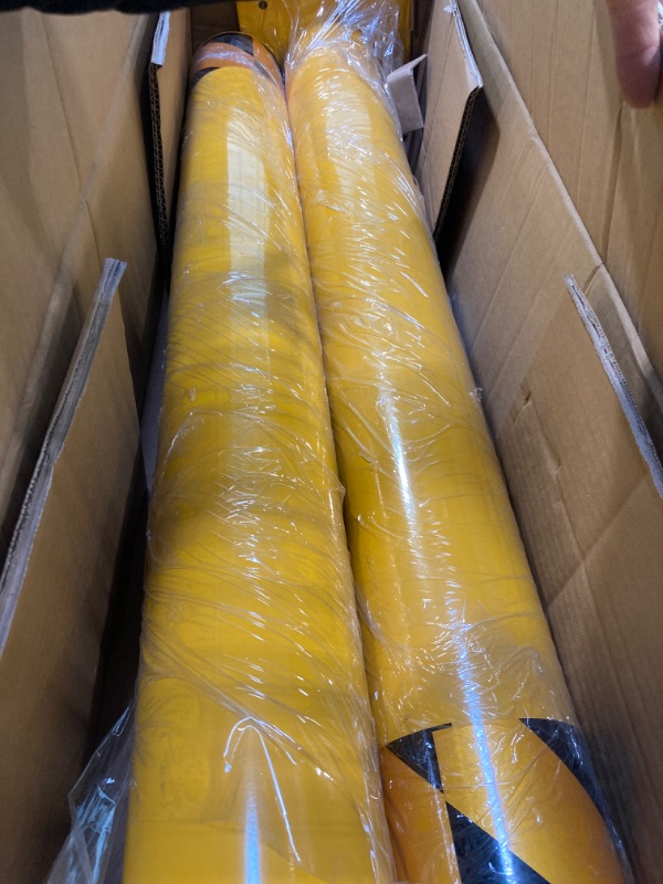 Photo 1 of VEVOR Safety Bollard, 36 Inch Height Bollard Post, 4.5 Inch Diameter Steel Pipe Safety Bollard Post, Yellow Steel Bollard, Steel Safety Bollard with 8 Anchor Bolts, Perfect for Traffic-Sensitive Area