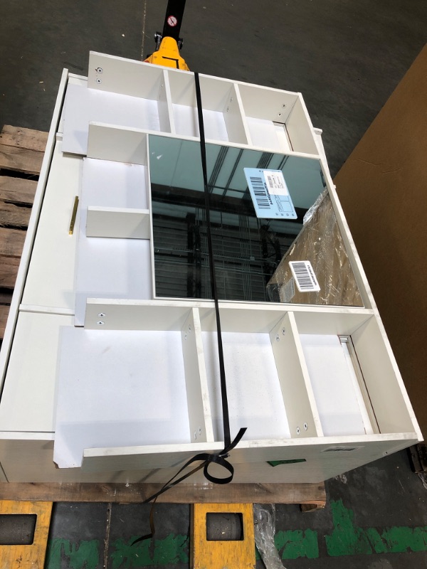 Photo 2 of ***FINAL SALE, PARTS ONLY*/***onesaimei Vanity Desk with Mirror & Light, Makeup Table with Storage Drawers Without Stool, Multiple Shelves, for Bedroom & Makeup Room, White