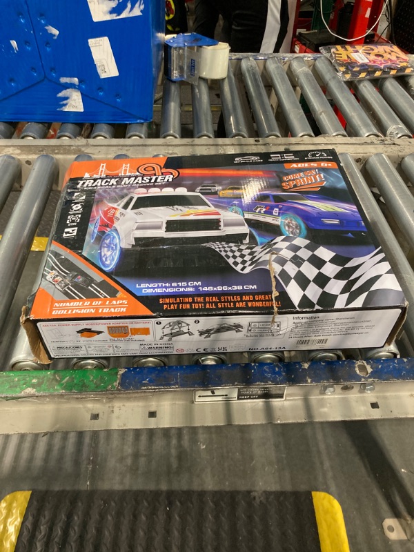 Photo 1 of Slot Car Race Track Sets with 4 Slot Cars, Electric Race Car Track Include Slope Circular Overpass Track, Dual Racing Game Featuring Flash Bridge and Pendulum, Gifts Toys for Boys Kids Age 6 7 8-12