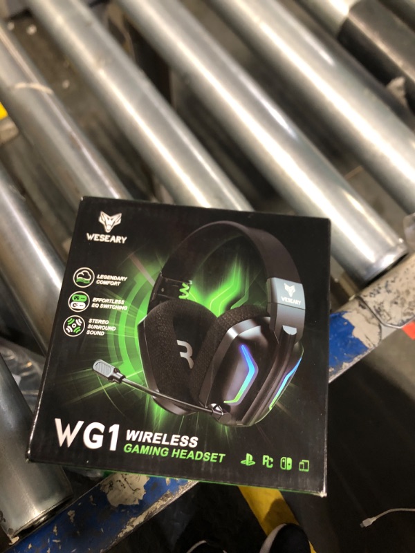 Photo 1 of WESEARY Wireless Gaming Headsets for PC, PS5, PS4, Switch, Mac, 2.4GHz Wireless Gaming Headphone with ENC Noise Canceling Microphone, Bluetooth 5.4, Cool Lighting, 50H Battery, 50mm Drivers