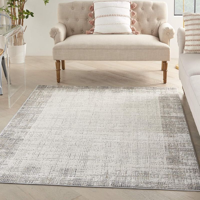 Photo 1 of ****SIMILAR*** Nourison Elation Abstract Ivory Grey 7'10" x 9'10" Area -Rug, Easy -Cleaning, Non Shedding, Bed Room, Living Room, Dining Room, Kitchen (8x10)