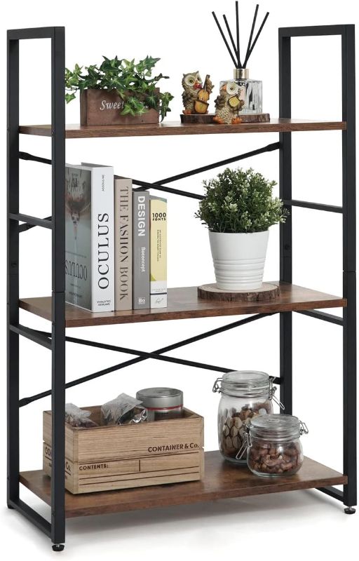 Photo 1 of *****SIMILAR**** CAPHAUS 3 Tier Small Bookshelf, 24 Inch Width Free Standing Shelf, Bookcase Shelf Storage Organizer, Industrial Book Shelves for Home Office, Living Room, Rustic Oak Vintage Shelves & Metal Frame