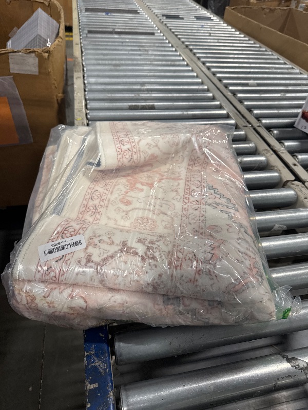 Photo 1 of LIVEBOX Pink Area Rug 5x7 - Large Oriental Floral Living Room Rug Vintage Non-Slip Indoor Rug Aesthetic for Bedroom, Soft Retro Carpet Print Distressed Accent Rug for Apartment, Pink