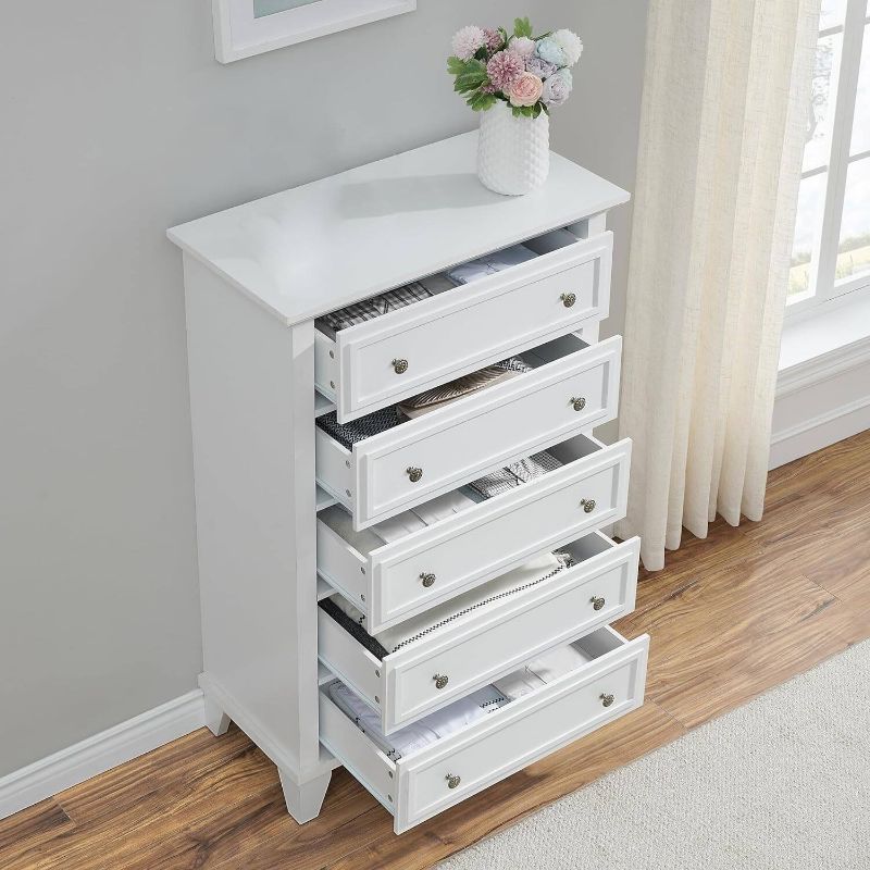 Photo 1 of 5 Drawers Wooden Dresser for Bedroom,Wood Rustic Drawer Chest
