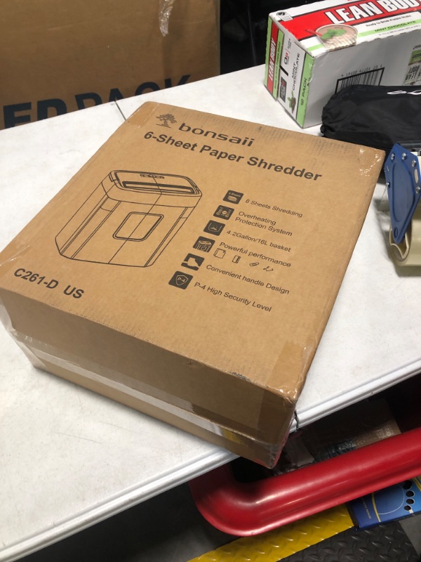 Photo 1 of Bonsaii 6 Sheet High Security Micro Cut Paper Shredder, Credit Cards/Mail/Staples/Clips Shredder for Home Use with 4.2 Gallon Bin (C261-D)