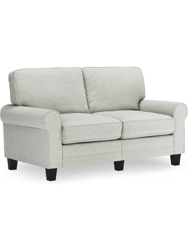 Photo 1 of ***already assembled, back of the seat need tight up with the hook*** Serta Copenhagen Rolled Arm Sofa, Easy Care Polyester, Soft Pillow Back, Pocket Coil Seat Cushions, Removable Covers, Couch for Small Spaces, Living Rooms or Bedrooms, 61" Loveseat, Peb