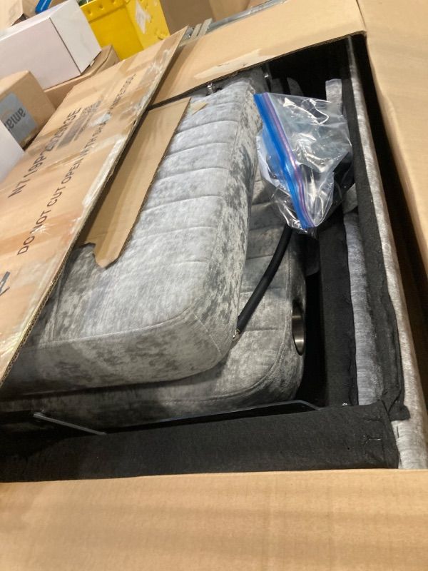 Photo 5 of 55'' Velvet Sofa Bed, Pull Out Sleeper Sofa Couch Bed, Loveseat Couch Bed, Futon Sofa Bed with USB Charging Ports, Convertible Sofa Bed for Living Room, Apartment, Bedroom, RV, Grey

2BOXES!!!!