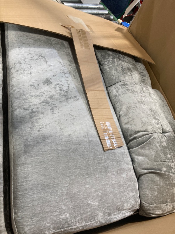 Photo 4 of 55'' Velvet Sofa Bed, Pull Out Sleeper Sofa Couch Bed, Loveseat Couch Bed, Futon Sofa Bed with USB Charging Ports, Convertible Sofa Bed for Living Room, Apartment, Bedroom, RV, Grey

2BOXES!!!!