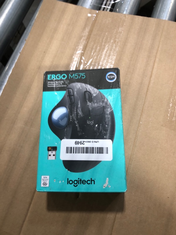 Photo 1 of Logitech ERGO M575 Wireless Trackball Mouse - Easy thumb control, precision and smooth tracking, ergonomic comfort design, for Windows, PC and Mac with Bluetooth and USB capabilities - Graphite