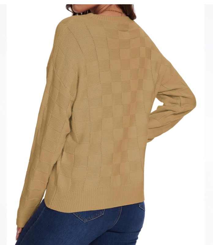 Photo 1 of ***USED***Women Lightweight Sweaters Crewneck Long Sleeve Block Knit Pullover Shirts Tunic Tops with Pocket