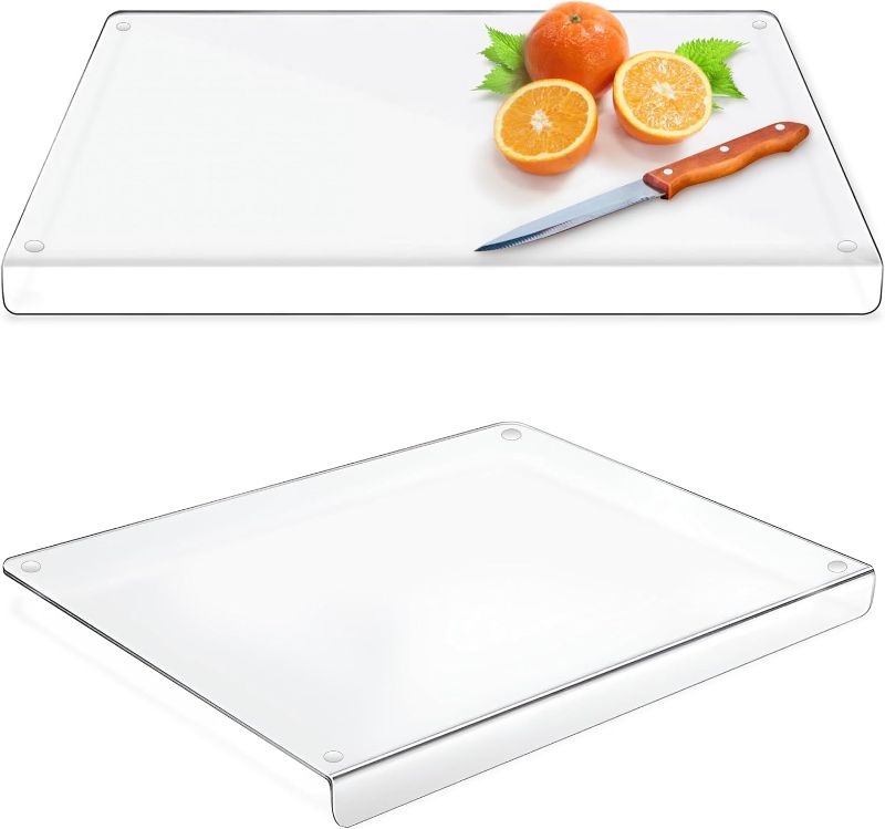 Photo 1 of **similar**x2 pack**Acrylic Cutting Board with Counter Lip in Small, Large and XL, Clear Cutting Board for Countertop, Acrylic Chopping Board with Counter Lip, Clear Cutting...