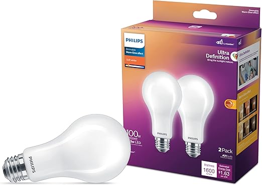 Photo 1 of Philips LED A21 Ultra Definition Frosted Dimmable LED Light Bulbs - Flicker-Free 75w Light Bulbs with EyeComfort Technology - Soft White 2700K Lightbulb -...

